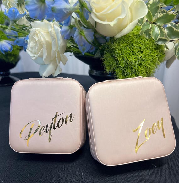 Personalized Travel Jewelry Box, Bridesmaid Gift, Custom Treat Gift Proposal Bridal Wedding Birthday Engagement