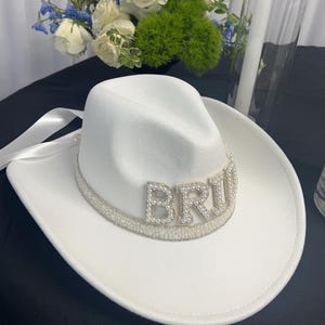 Pearl Bride Cowboy Hat: Western Cowgirl Bachelorette Nashville Texas Bridal Shower Party Stone Hat image 4