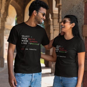 Personalized SQL Couple Shirt, Custom Name Programmer T Shirt, Matching Couple Shirt, Romantic Software Engineer Gift, Geeky Anniversary Tee