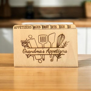 Intercalaires pour cartes de recettes 4 x 6 | 3 x 5 intercalaires pour cartes de recettes | Intercalaires de recettes personnalisés | Intercalaires pour cartes de recettes en bois | Intercalaires de recettes en bois