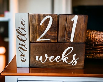 Cedar Blocks | Personalized Milestone Age Blocks | Custom Baby Shower Gift | Milestone Blocks | Age Blocks Baby Girl