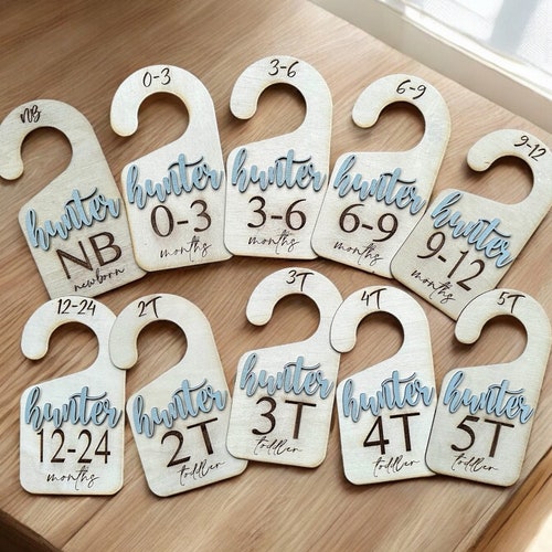 Patelai 25 Pieces Blank Wooden Clothing Rack Divider Closet Blank Organizers Hanger Separators Hanging Closet Divider With Marker Pen For Home Nursery Clothes - View #4