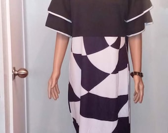 Women's Black/White Block Color Dress