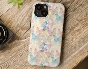 Whimsical Butterflies Phone Case Pastel Tones Protective Cover for Daily Use Perfect Gift for Butterfly Enthusiasts