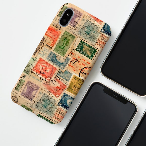 Vintage Postage Stamps Phone Case Retro Stamp Collector Protective Cover for Smartphone Unique Gift for Philatelists