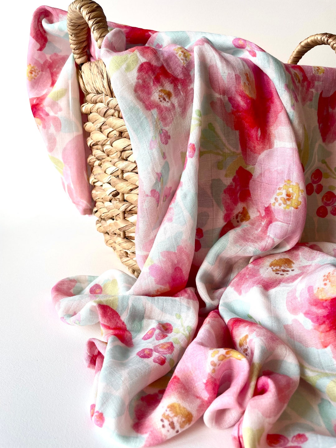 Baby Swaddle Adjustable Infant Wrap In White Color Pink Flower Style