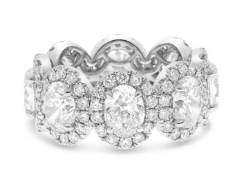 Platinum Eternity Ring With Oval Diamonds + Halo