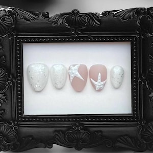Luxury Press On Nail Starfish Handmade Press On Nails Short Custom Press On Beach Theme DIY Manicure At Home Glue On Nail Reusable Nail