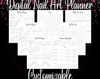 Custom Digital Nail Art Planner: Client Tracker, Design, Glitter Mix (PDF)
