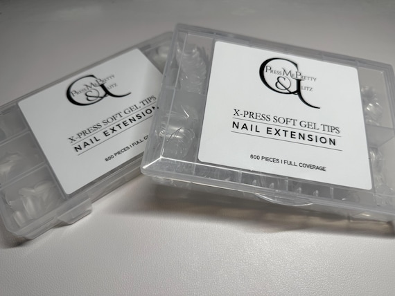600 Pre-Etched Soft Gel Nail Tips, Full Cover Extensions