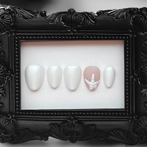 Luxury Press On Nail Starfish Handmade Press On Nails Short Custom Press On Beach Theme DIY Manicure At Home Glue On Nail Reusable Nail