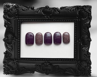 Purple Glitter Press On Nails, Handmade Luxury Manicure