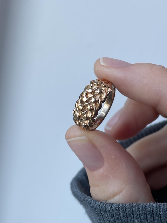 Vintage solid gold keeper ring - image 11