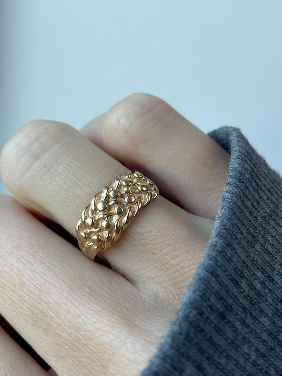 Vintage solid gold keeper ring - image 1