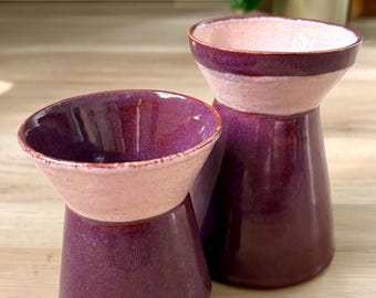 Rosa + weinrote Eckige Vasen