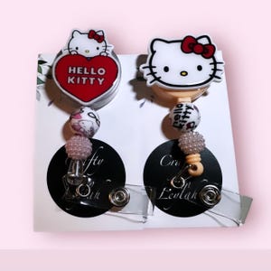 HK Badge Reel- Cute Kitty ID Holder- Retractable Badge Reel- Nurse Badge Reel- Gift Ideas- Work ID Holder- Hospital Badge Reel