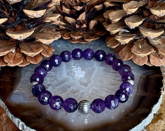Amethyst 8mm Gemstone Bracelet | February Birthstone