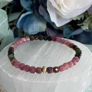 Tourmaline Multi-color 4.5-5mm Gemstone Bracelet | October Birthstone