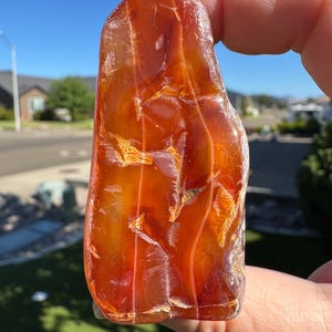 Carnelian Agate with Fortification Lines. Specimen Tumbled from Southern Oregon.