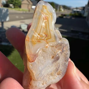 Copco Agate With Druzy Cavern and Triangle Fortification From Jenny Creek, Oregon. Tumbled To Show Character Of The Rock.