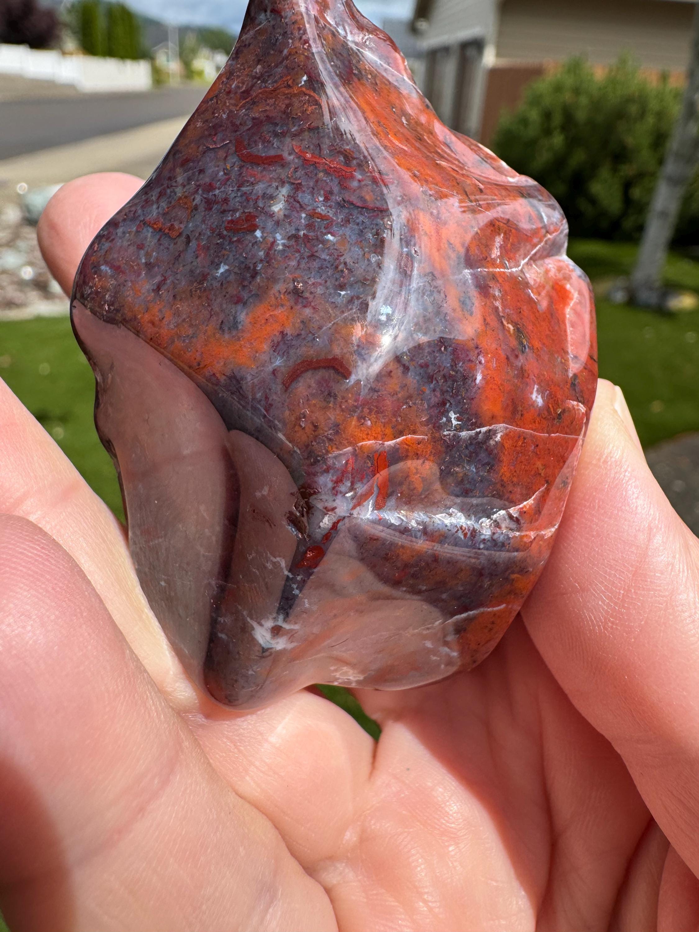 Spotted Jasper With Multi Color Inclusions. Purple, Red, Blue and