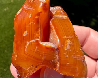 Carnelian Agate with Natural Druzy Crystal Cavity – Southern Oregon Collector Specimen, Specimen Tumbled to Preserve Features
