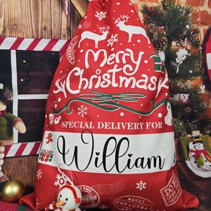 Christmas Santa Sack, Personalized Christmas Sack, Christmas Present Gift Bag, Christmas Toy Sack, Christmas Eve Bag, Family Christmas Gifts