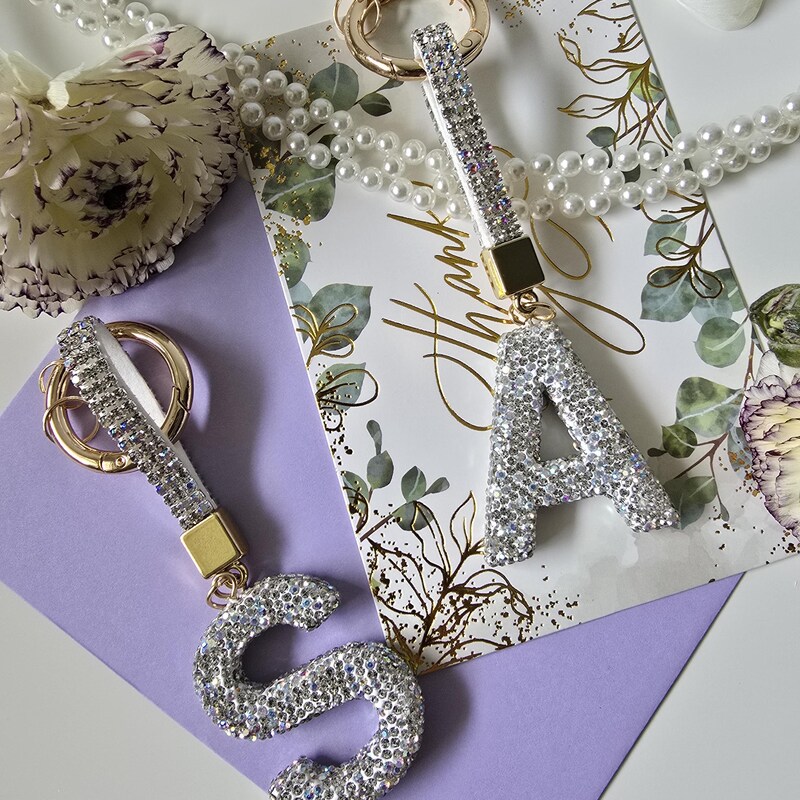 Rhinestone Keychain - Etsy