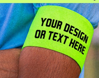 Personalized Text Armband with Custom Logo with Hook and Elastic Loop, Used for Cycling, Football, Soccer, Events and Charity