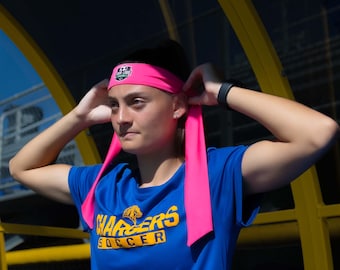 Personalized Back Tie Headband with Custom Logo or Text, Adjustable Headband for Running, Cycling, Football, Soccer, Events and Charity
