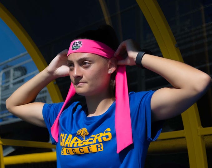 Personalized Back Tie Headband with Custom Logo or Text, Adjustable Headband for Running, Cycling, Football, Soccer, Events and Charity