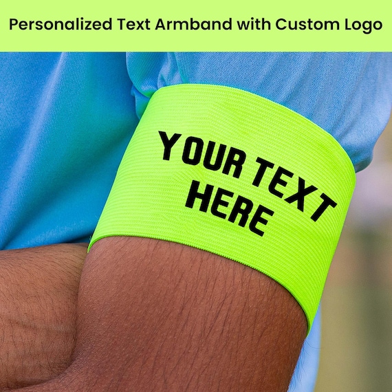 Personalized Text Armband with Custom Logo with Hook and Elastic Loop, Used for Cycling, Football, Soccer, Events and Charity