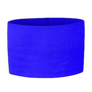 May include: A bright blue elastic fitness band for working out.