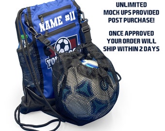 Personalized Sports Backpack (with Detachable Mesh Bag for Soccer Basketball Volleyball Yoga)