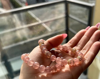 Natuurlijke aardbeikwarts armband