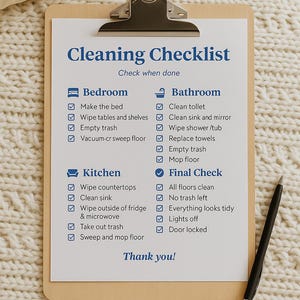 Bilingual Cleaning Checklist Printable | Spanish English Housekeeping Sheet | Home, Airbnb, or Housekeeper Use