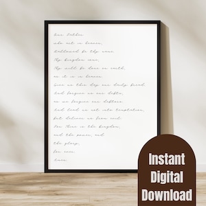 The Lord’s Prayer Printable Wall Art, Prayer Printable, Bible Verse Wall Art, Scripture Print, Christian Wall Art, The Lord’s Prayer poster