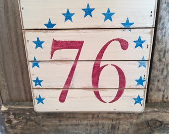Letrero "76" de estilo primitivo americano hecho a mano