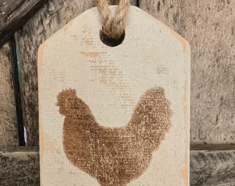 Etiqueta pintada a mano para puerta de gallina