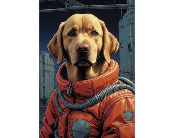 Labrador Space Explorer - Retro Anime Style Poster