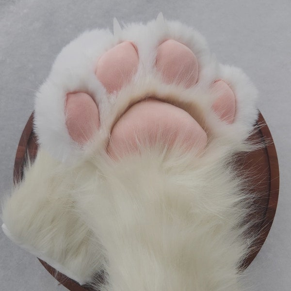 blonde yellow fursuit paws | squeaker paw pad | acrylic claws