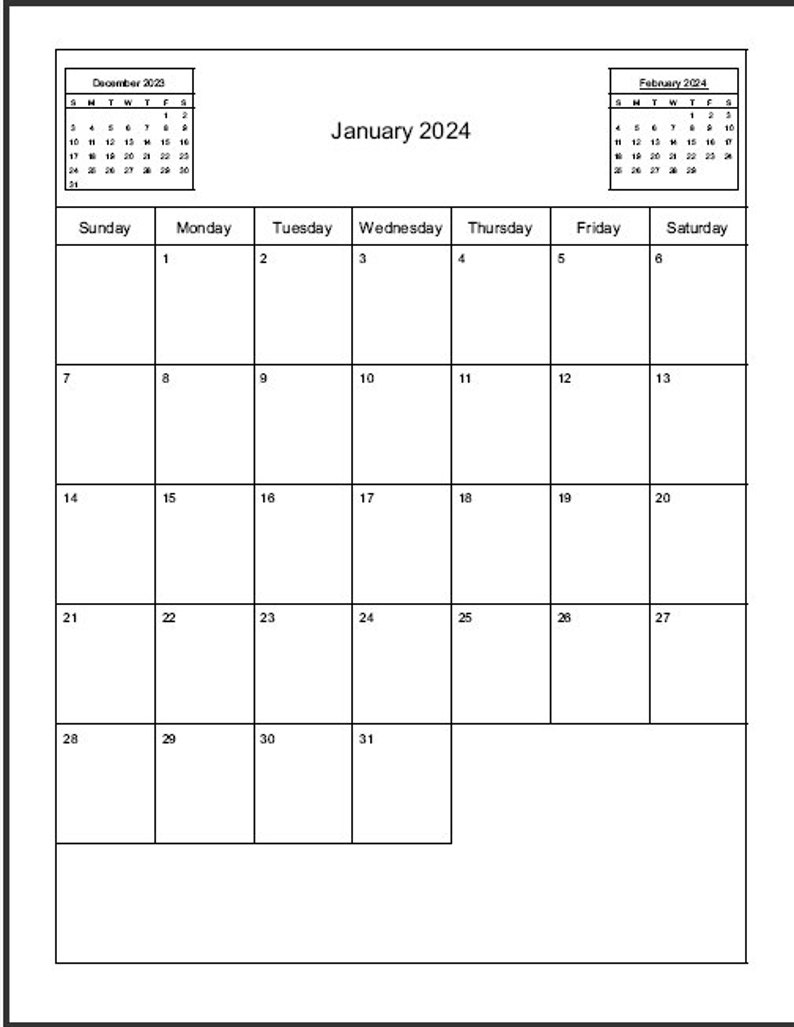 2025 Monthly Calendar PDF Etsy