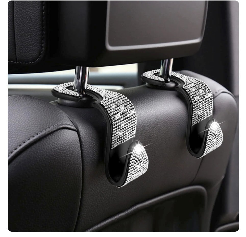 Osilly 2PCS Bling Car Seat Headrest Hook, Crystal Rhinestone