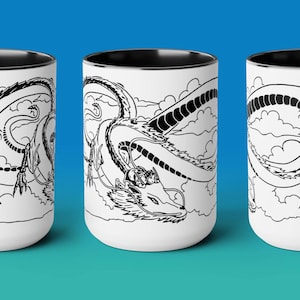 Spirited Away Ceramic Mug 15oz, Anime Mug, Cute Mug, Miyazaki Mug, Gifts (Featuring Chihiro and Haku)