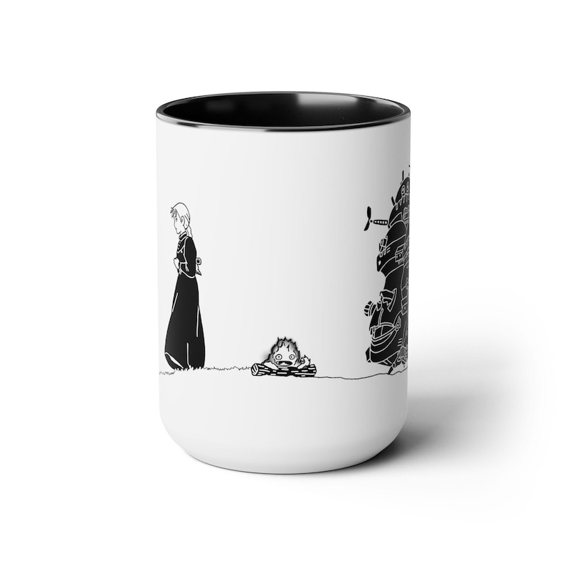 Howl's Moving Castle Inspired Ceramic Mug (11oz or 15oz), Anime, Cute, Miyazaki, Gifts (Featuring Howl, Sophie and Calcifer) Version 2 image 3