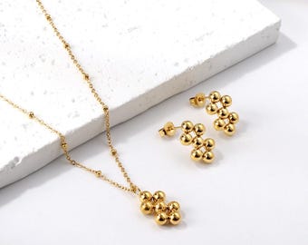 Gold Necklace and Earrings Set| Jewelry Set for Women| Statement Jewelry Set| Minimalist Earrings and Necklace Set| Gold Jewelry Set| Gift