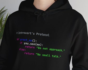 Python Programming IntrovertProtokol Hoodie, Keine Small Talk Grafik, Programmierer Geschenk, Computer Science Shirt