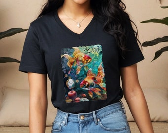 V Neck Unisex Nowruz shirt, Persian New Year gift, spring spirit, rebirth, floral, springtime, gift for him, gift for her, unique design