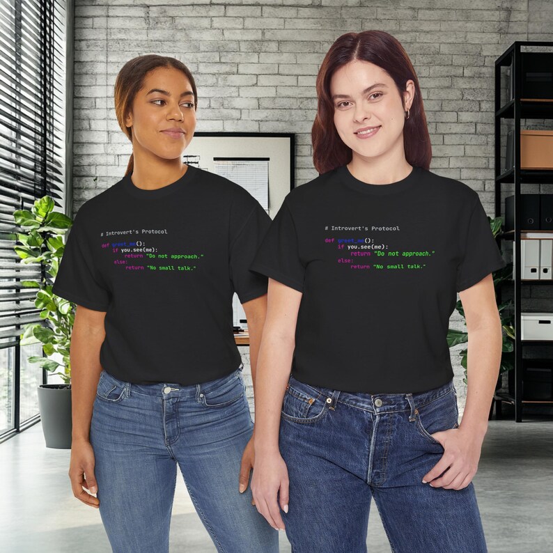 Python Programing Introvert Protocol Unisex Heavy Cotton Tee, No Small Talk Graphic Tshirt, Programmer Gift, Computer Science Shirt, Coding image 3
