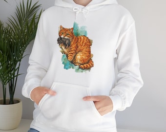 Iran Map Orange Tabby Cat Illustration Hoodie  Watercolor Cat Art Iran Protest hooded sweatshirt